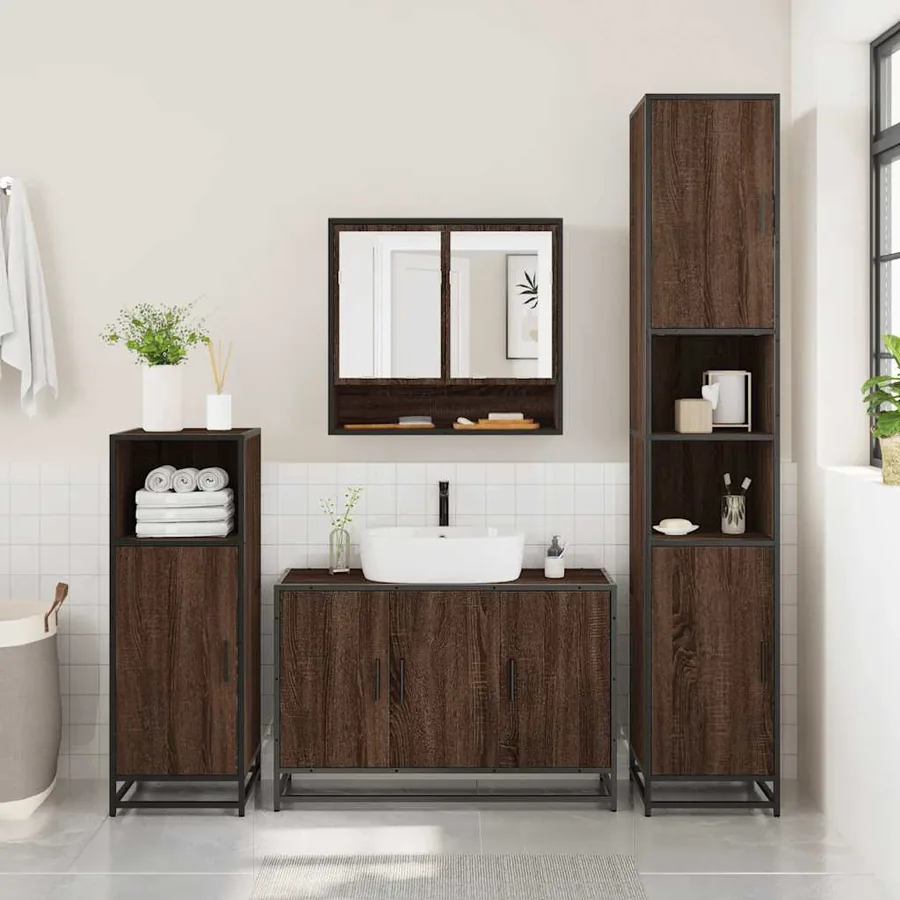 Ensemble de meubles de salle de bain 2 pcs Chêne marron - 4