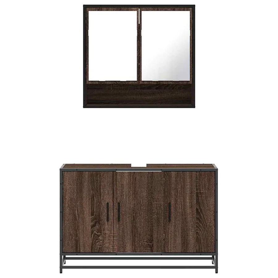 Ensemble de meubles de salle de bain 2 pcs Chêne marron - 5