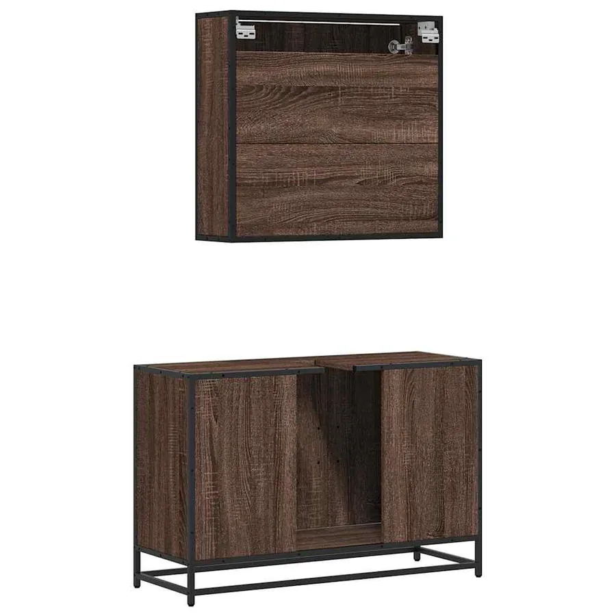 Ensemble de meubles de salle de bain 2 pcs Chêne marron - 7