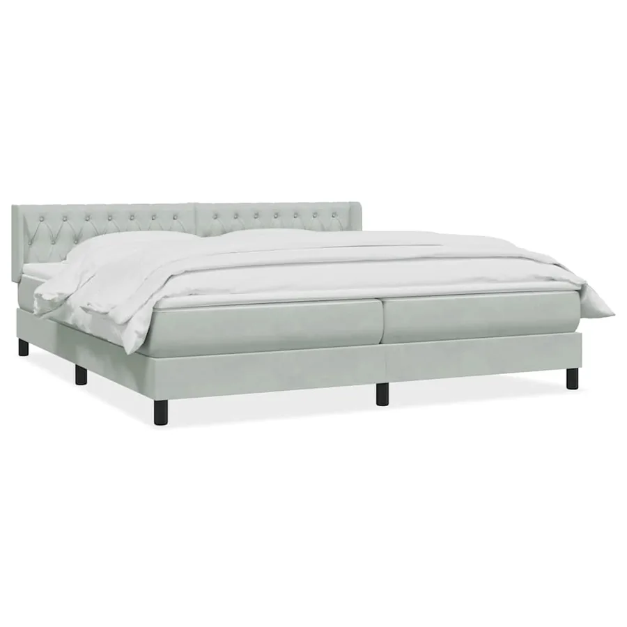 Sommier à lattes de lit et matelas gris clair 200x210cm velours - 2
