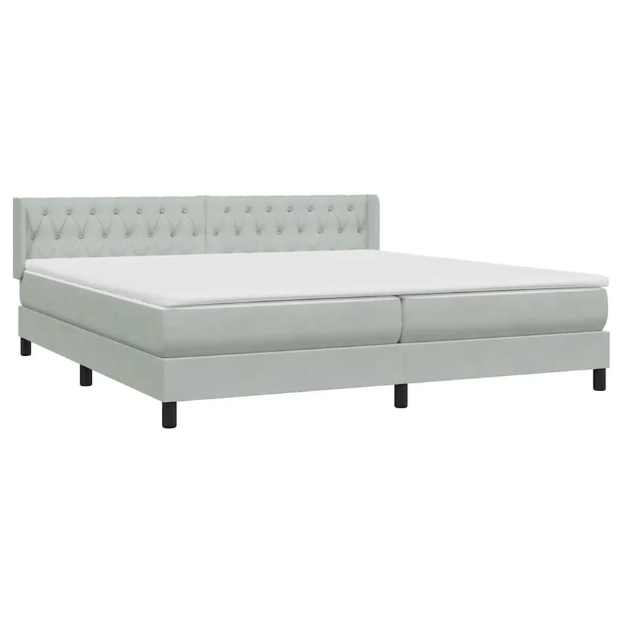 Sommier à lattes de lit et matelas gris clair 200x210cm velours - 4