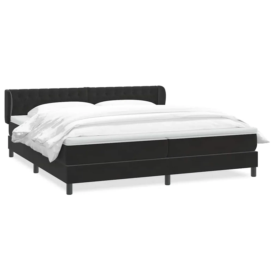 Sommier à lattes de lit avec matelas noir 180x210 cm velours - 2