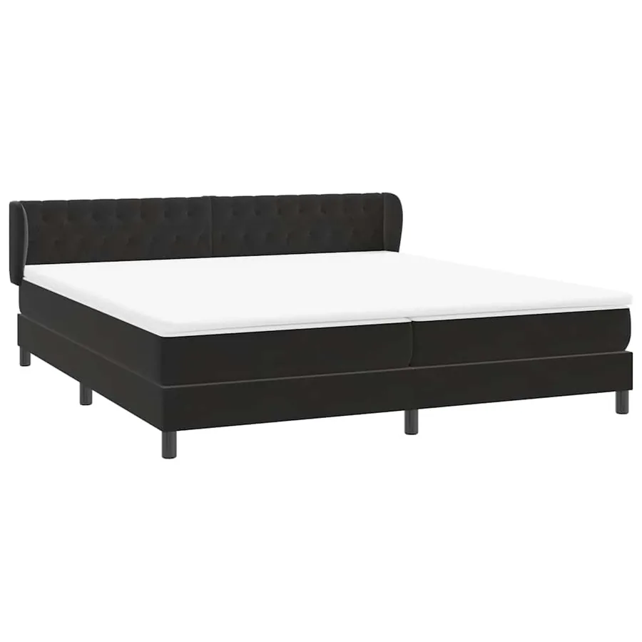 Sommier à lattes de lit avec matelas noir 180x210 cm velours - 4