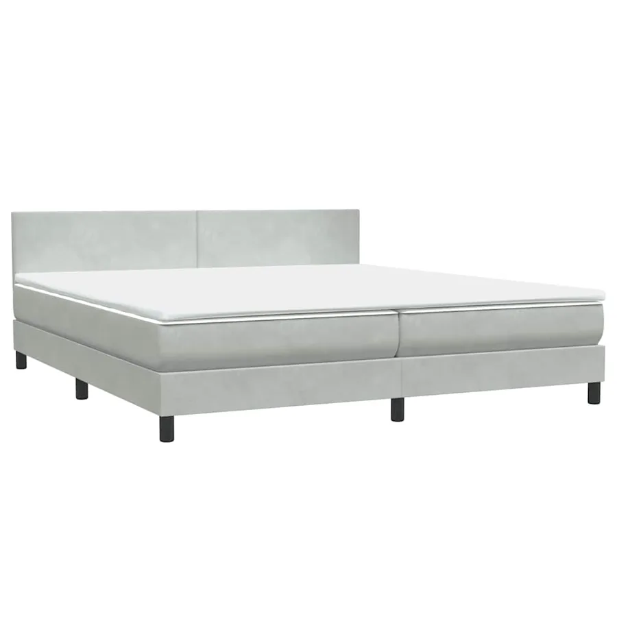 Sommier à lattes de lit et matelas gris clair 200x210cm velours - 2