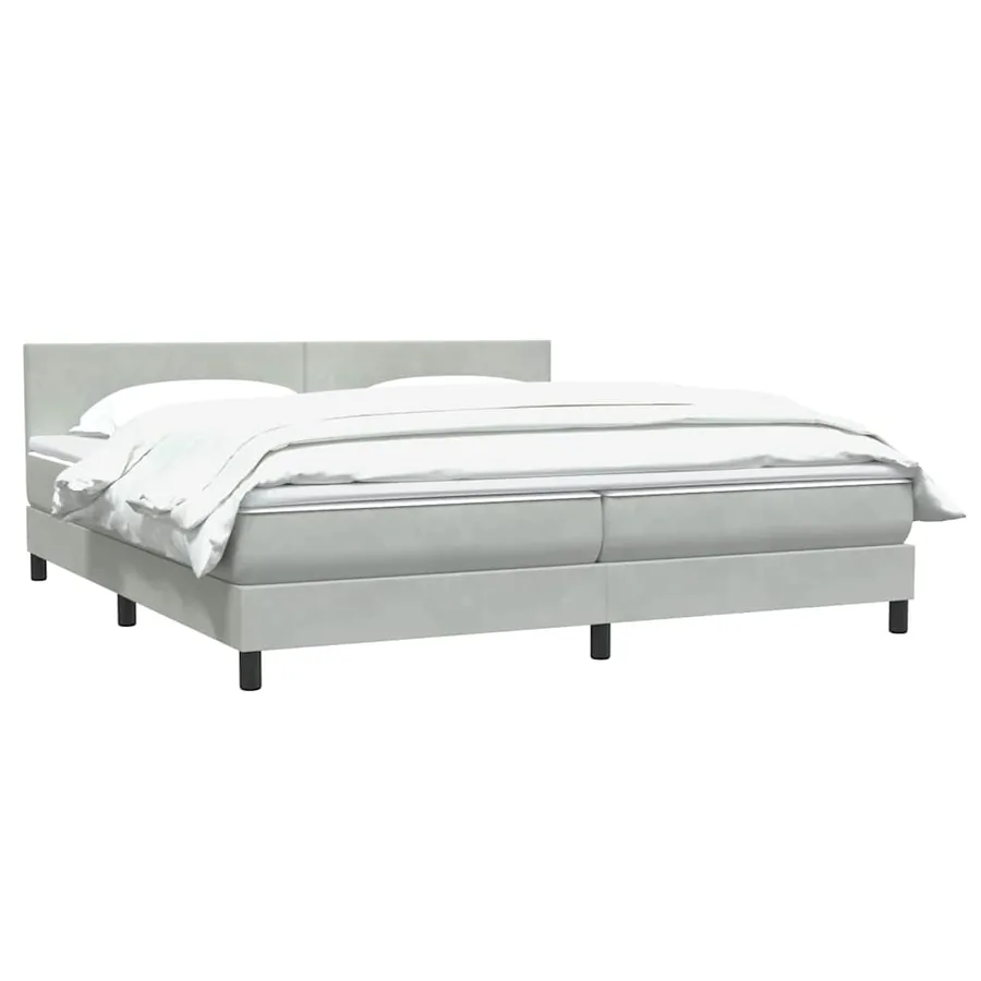 Sommier à lattes de lit et matelas gris clair 200x210cm velours - 4