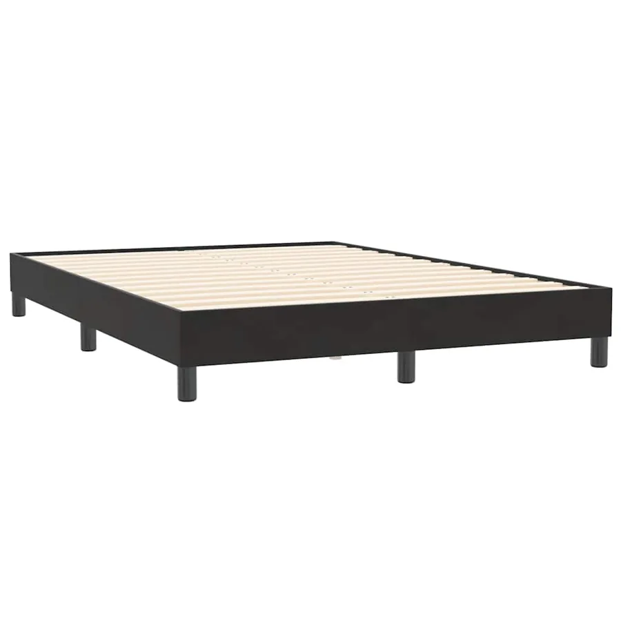 Sommier à lattes de lit avec matelas et LED noir 140x210 cm velours - 6