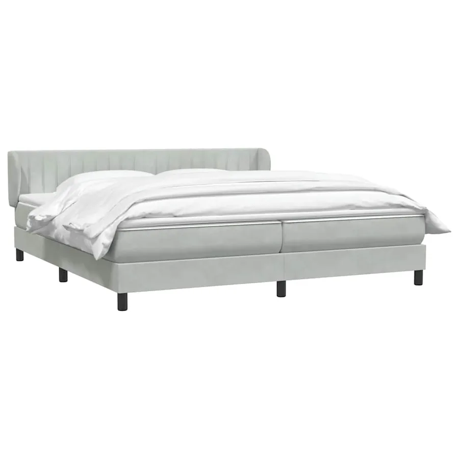 Sommier à lattes de lit et matelas gris clair 200x210cm velours - 3