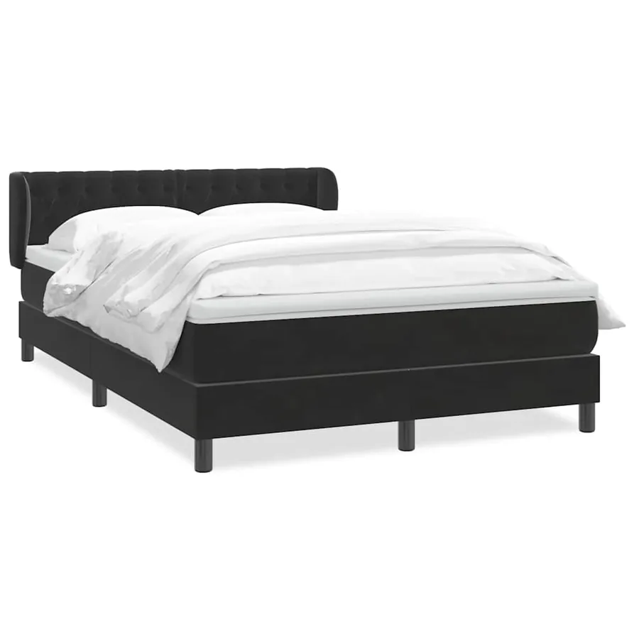 Sommier à lattes de lit avec matelas noir 140x210 cm velours - 2