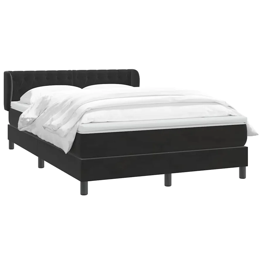 Sommier à lattes de lit avec matelas noir 140x210 cm velours - 3