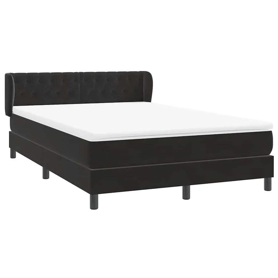 Sommier à lattes de lit avec matelas noir 140x210 cm velours - 4