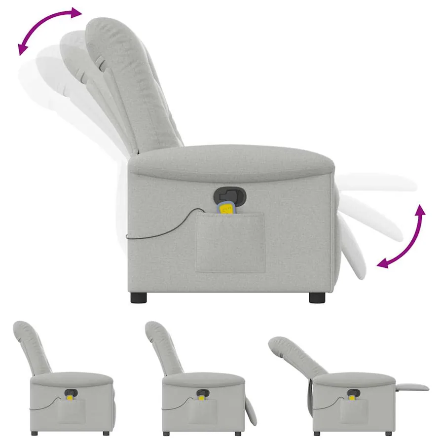 Fauteuil de massage inclinable gris nuage tissu - 7