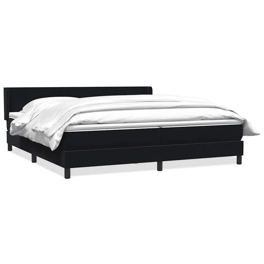 Sommier à lattes de lit avec matelas noir 180x210 cm velours - 2