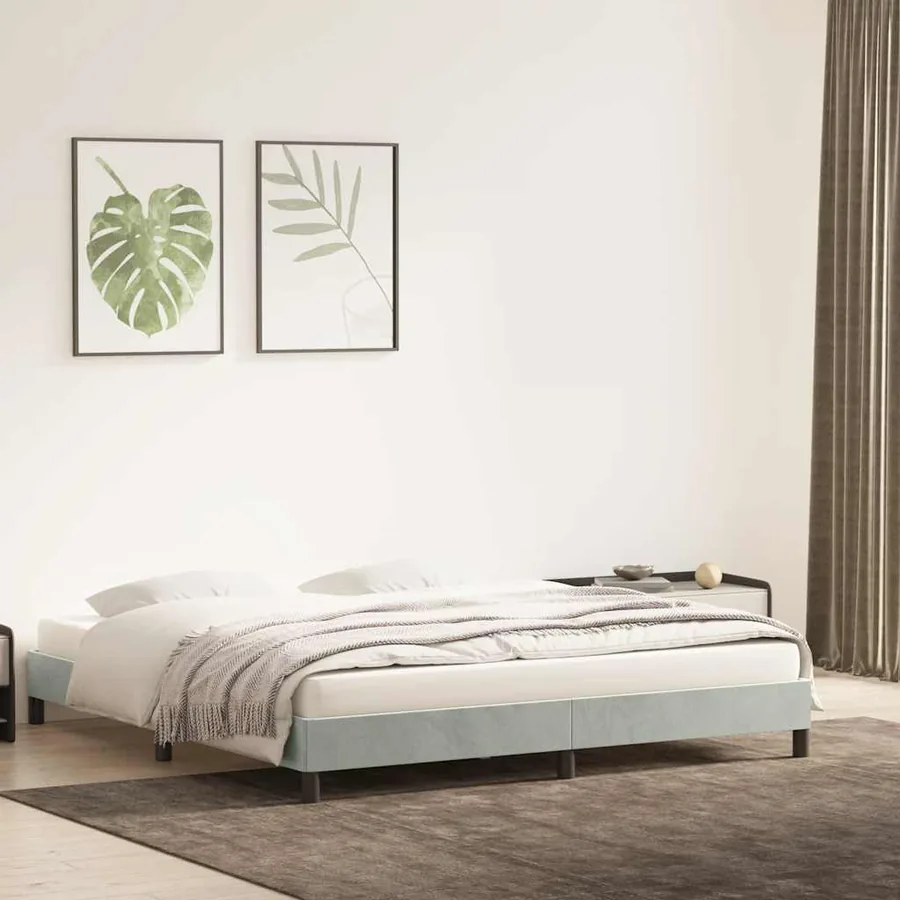 Cadre de lit sans matelas gris clair 180x210 cm velours - 3