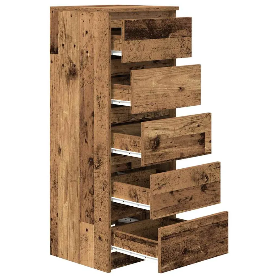 Buffet avec tiroirs vieux bois 37,5x35x99 cm bois d'ingénierie - 5