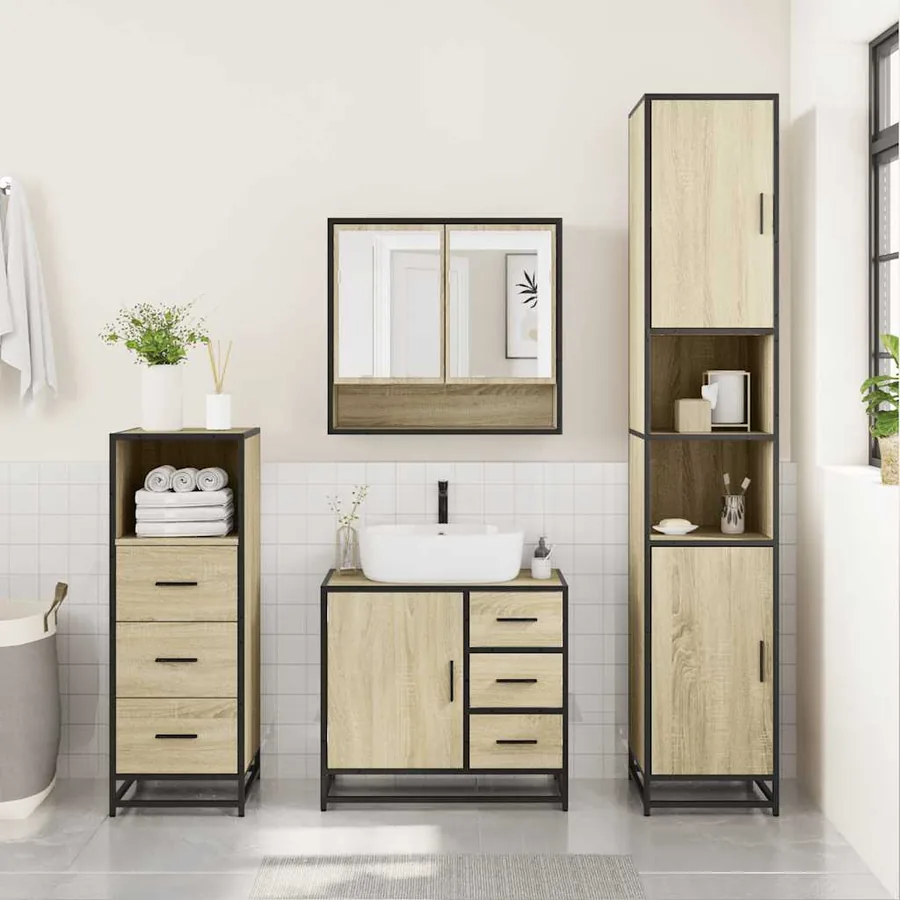 Ensemble de meubles de salle de bain 3 pcs chêne sonoma - 3