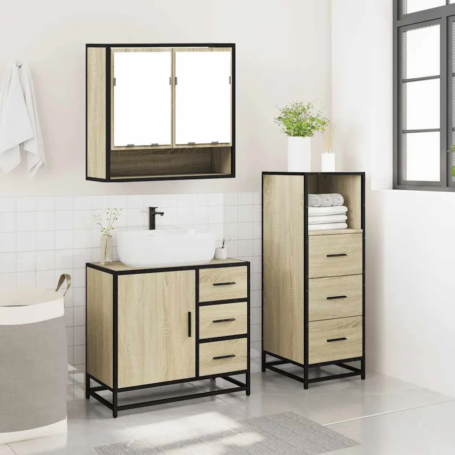 Ensemble de meubles de salle de bain 3 pcs chêne sonoma - 4