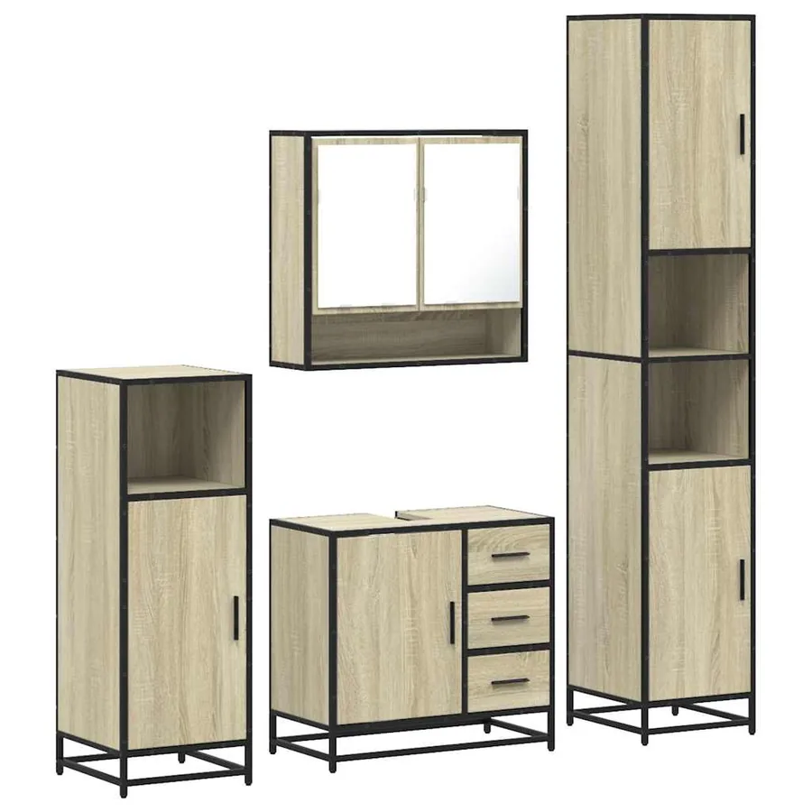 Ensemble de meubles de salle de bain 4 pcs chêne sonoma - 2