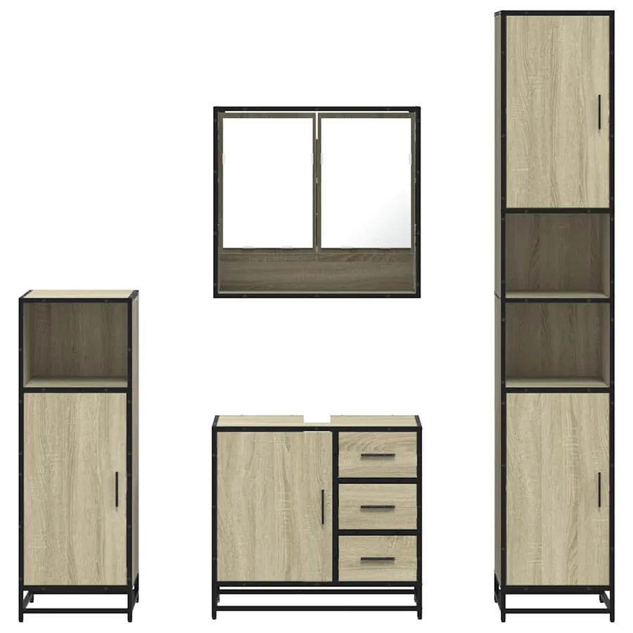 Ensemble de meubles de salle de bain 4 pcs chêne sonoma - 5