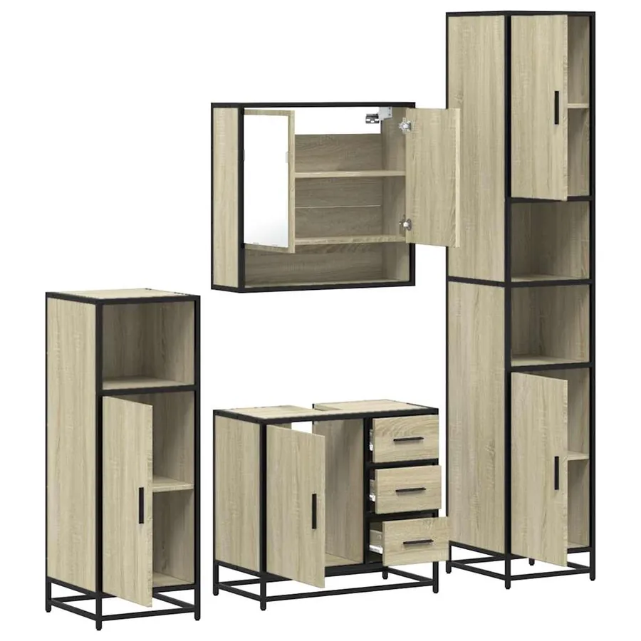 Ensemble de meubles de salle de bain 4 pcs chêne sonoma - 6