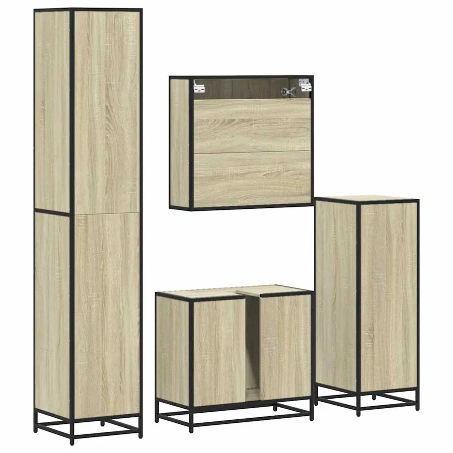 Ensemble de meubles de salle de bain 4 pcs chêne sonoma - 8