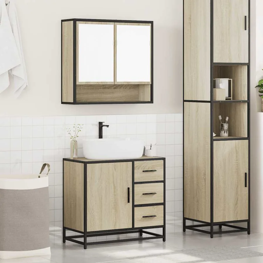 Ensemble de meubles de salle de bain 2 pcs chêne sonoma - 3