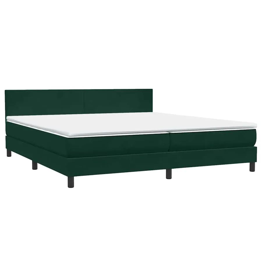 Sommier à lattes de lit et matelas et LED vert foncé 180x210cm velours - 5