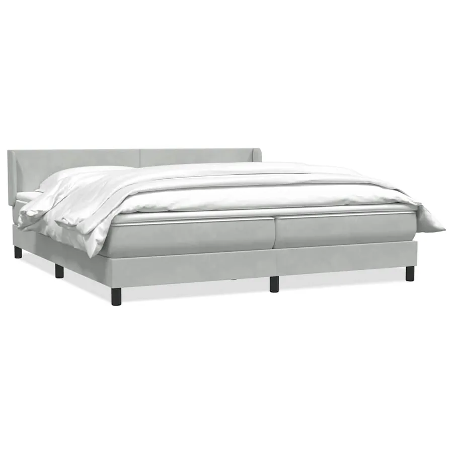 Sommier à lattes de lit et matelas gris clair 180x210cm velours - 2