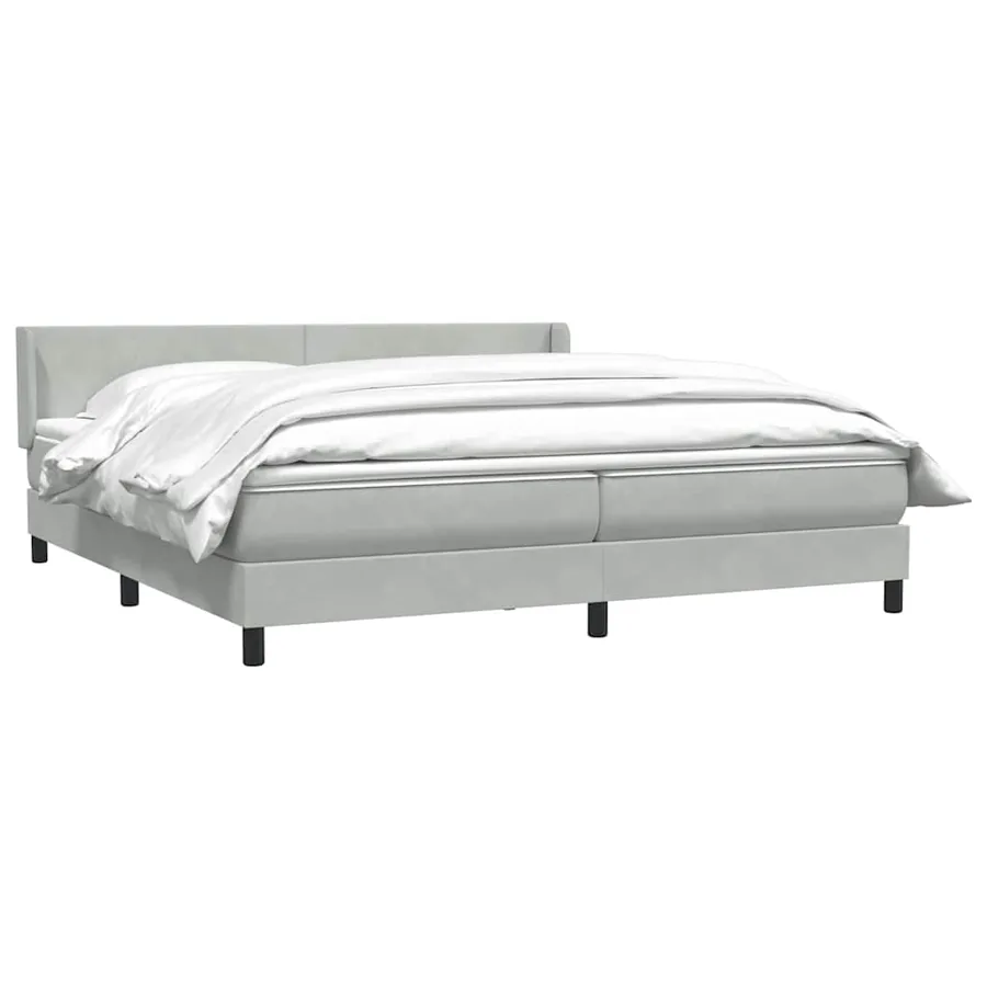 Sommier à lattes de lit et matelas gris clair 180x210cm velours - 3