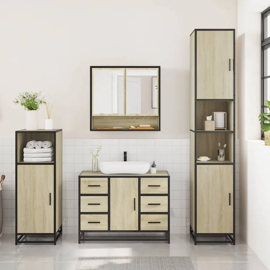 Ensemble de meubles de salle de bain 3 pcs chêne sonoma - 3