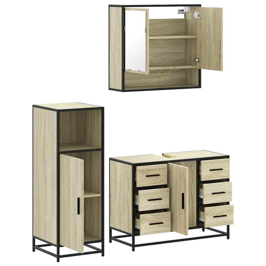Ensemble de meubles de salle de bain 3 pcs chêne sonoma - 6