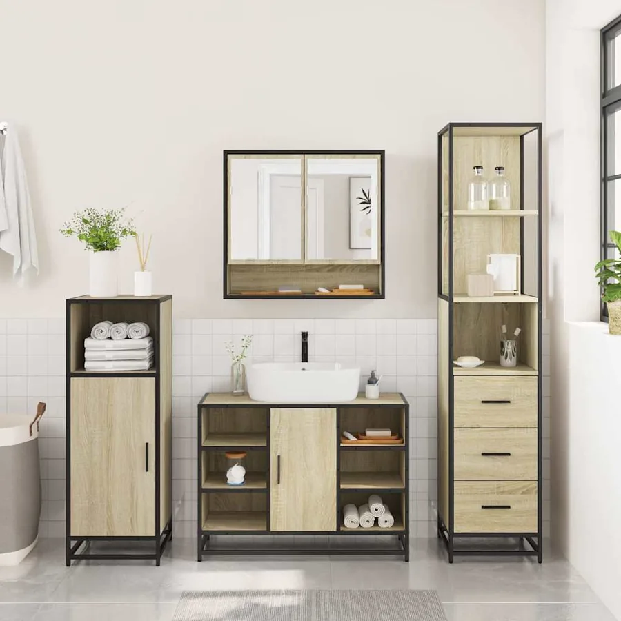 Ensemble de meubles de salle de bain 3 pcs chêne sonoma - 4