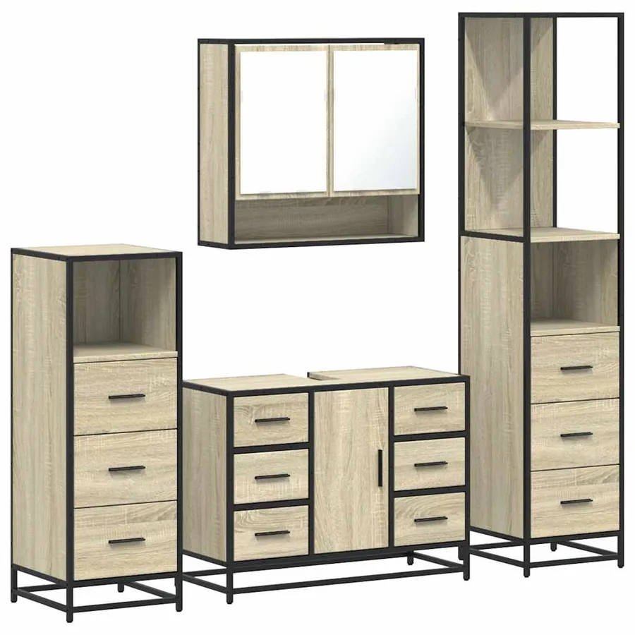 Ensemble de meubles de salle de bain 4 pcs chêne sonoma - 2