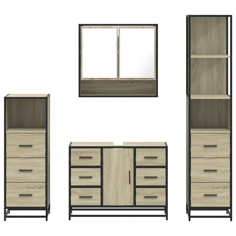 Ensemble de meubles de salle de bain 4 pcs chêne sonoma - 5
