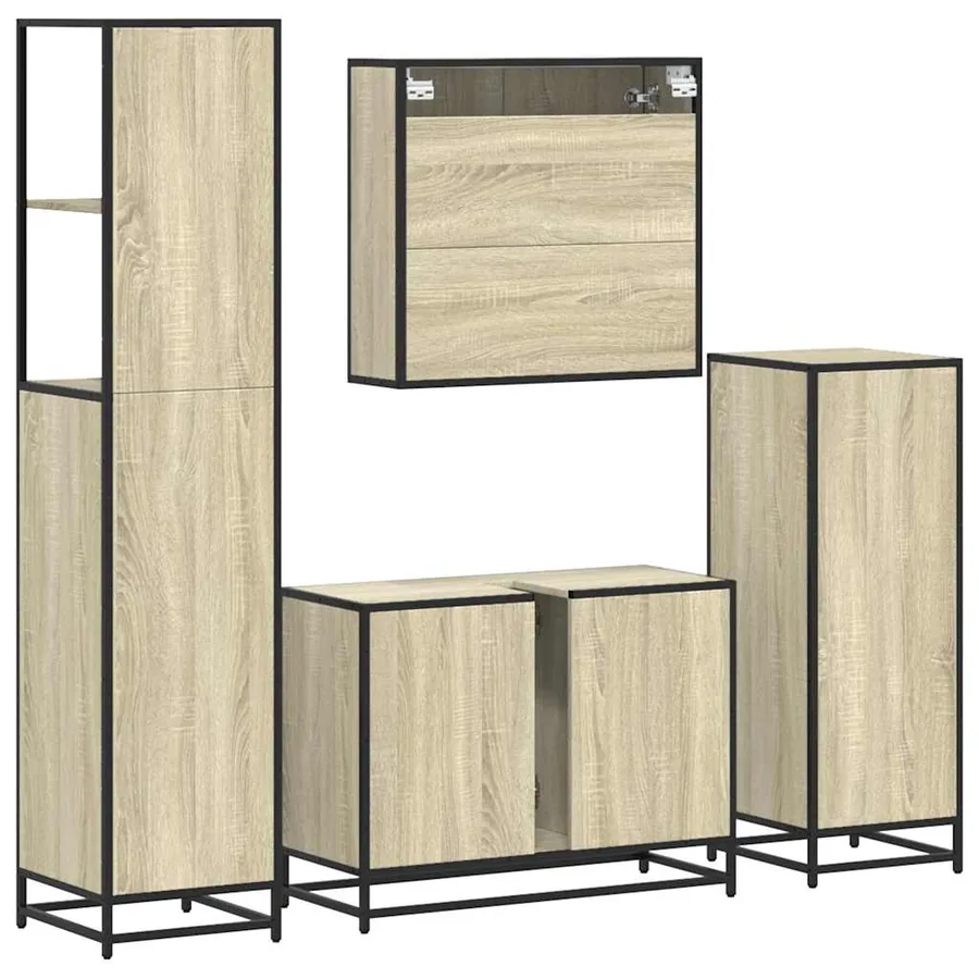 Ensemble de meubles de salle de bain 4 pcs chêne sonoma - 8