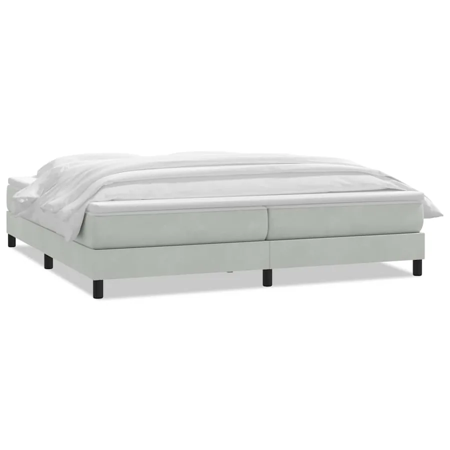 Sommier à lattes de lit et matelas gris clair 180x210cm velours - 2