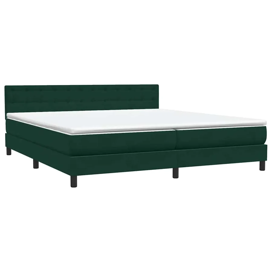 Sommier à lattes de lit et matelas vert foncé 180x210cm velours - 4