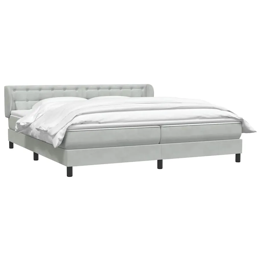 Sommier à lattes de lit et matelas gris clair 180x210cm velours - 3