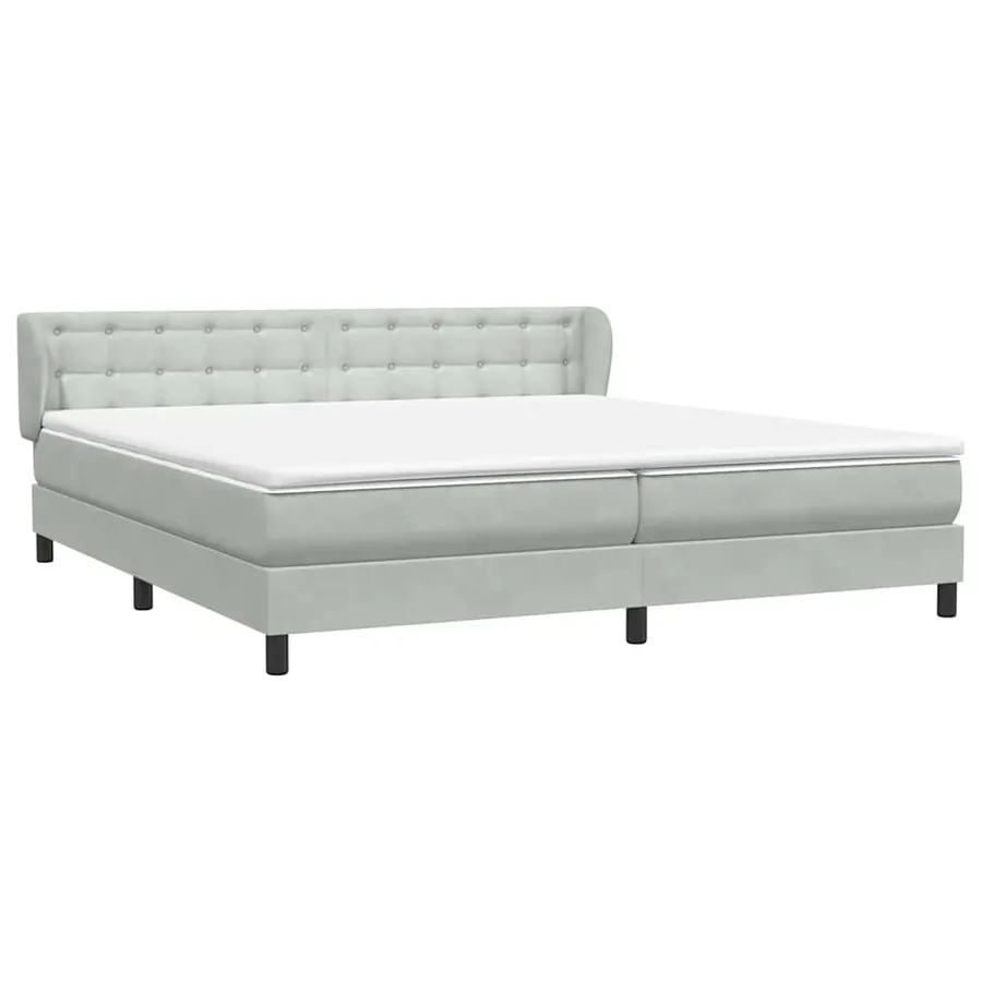Sommier à lattes de lit et matelas gris clair 180x210cm velours - 4