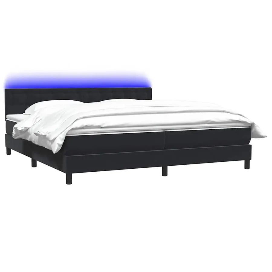Sommier à lattes de lit avec matelas et LED noir 200x210 cm Velours - 3