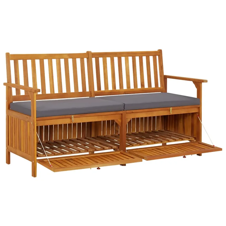 Banc de rangement avec coussin 148 cm Bois d'acacia solide - 5
