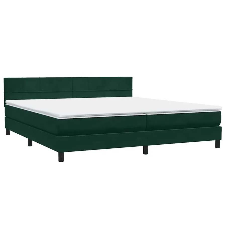 Sommier à lattes de lit et matelas et LED vert foncé 180x210cm velours - 5
