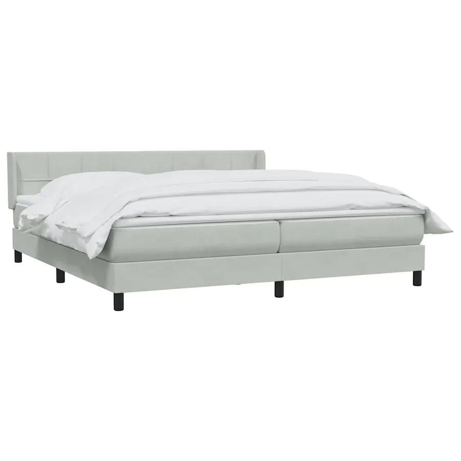 Sommier à lattes de lit et matelas gris clair 180x210cm velours - 3