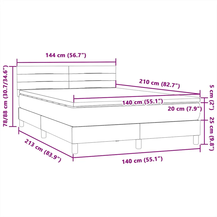 Sommier à lattes de lit avec matelas rose 140x210 cm velours - 12