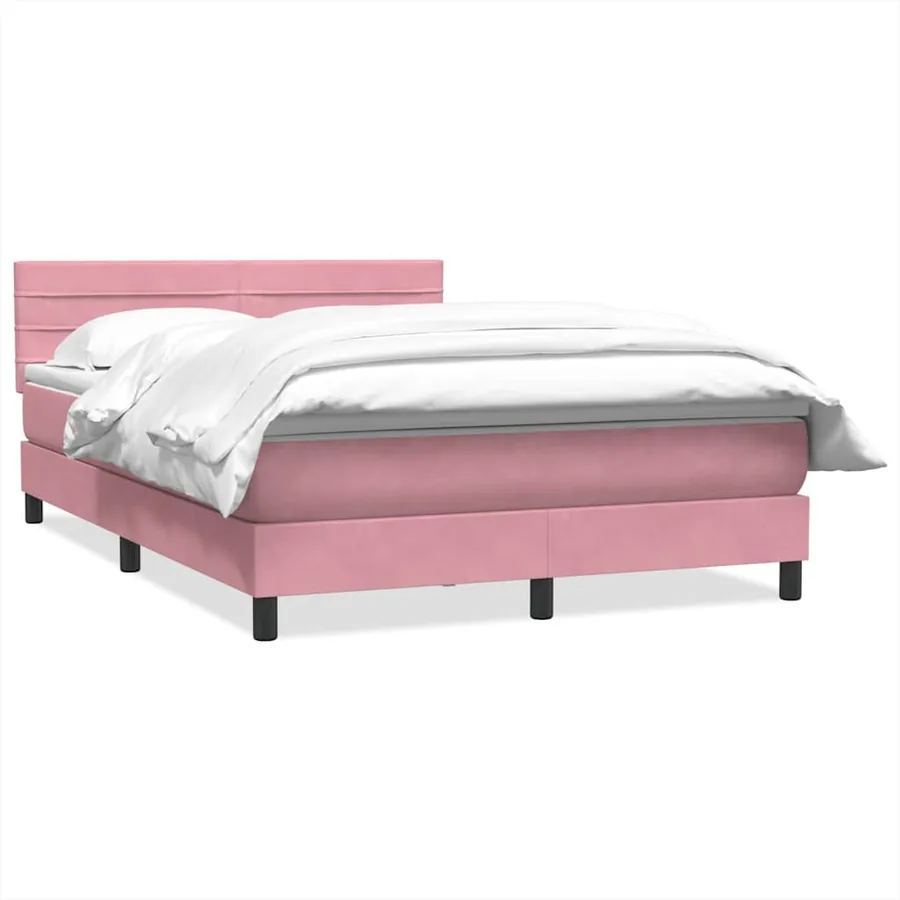 Sommier à lattes de lit avec matelas rose 140x210 cm velours - 2