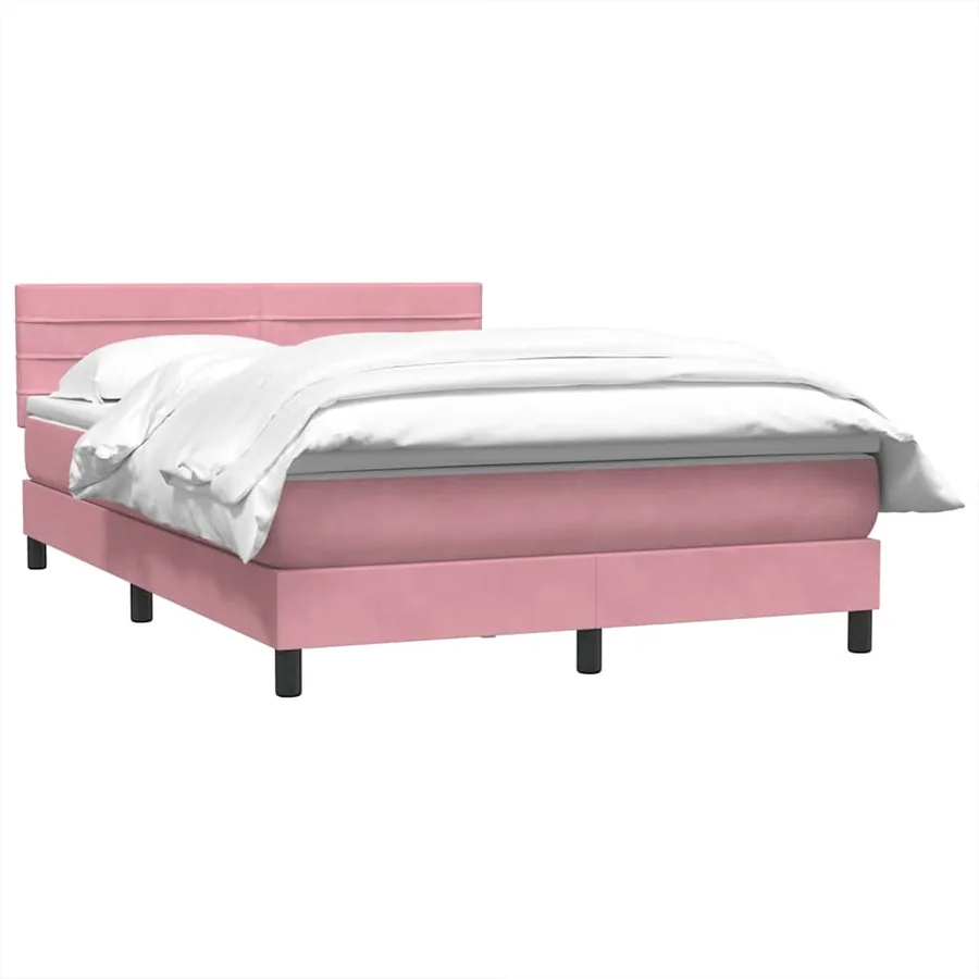 Sommier à lattes de lit avec matelas rose 140x210 cm velours - 3