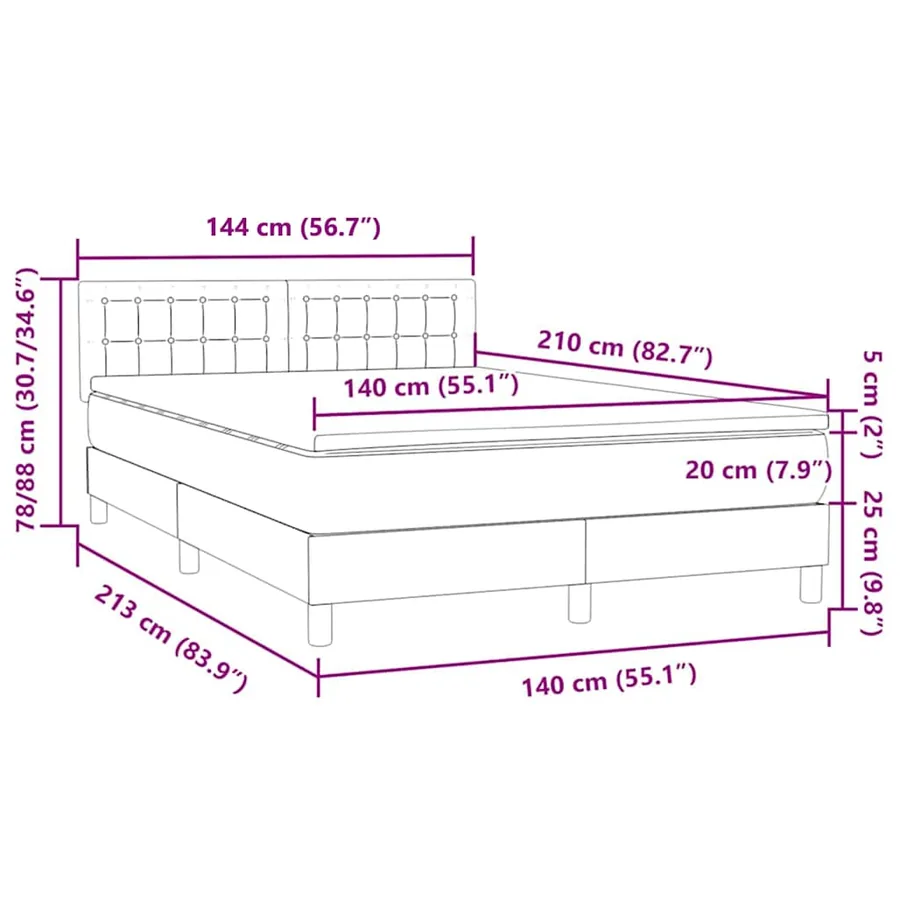 Sommier à lattes de lit et matelas gris clair 140x210cm velours - 12
