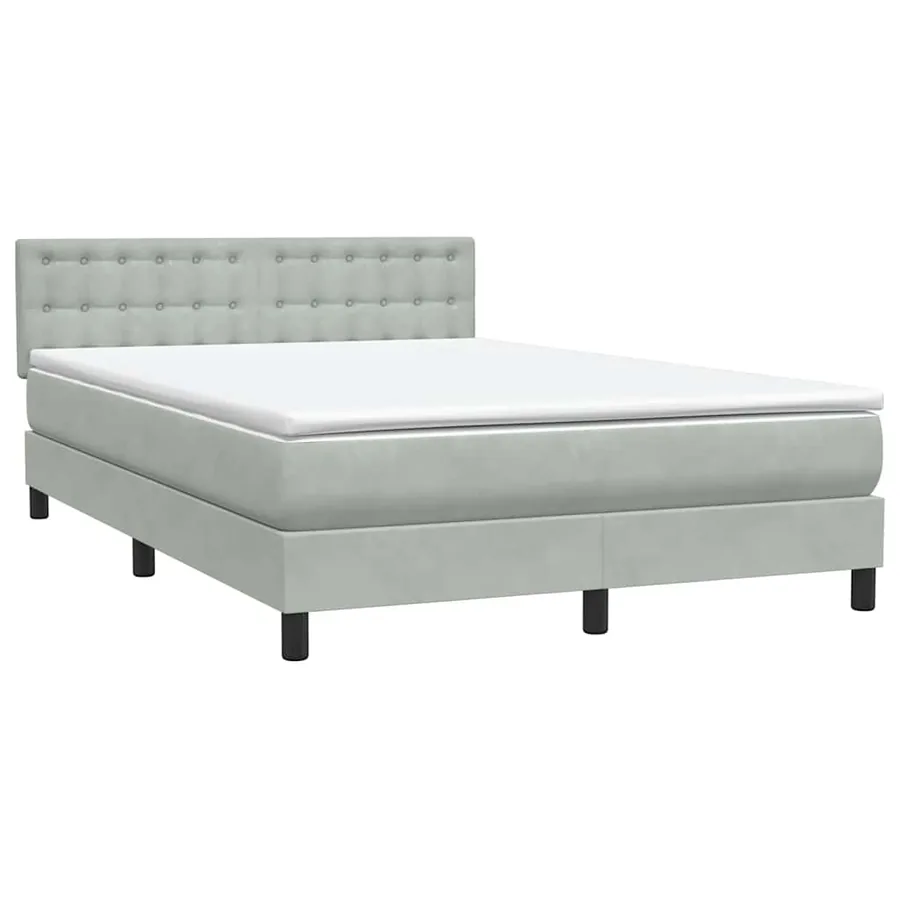 Sommier à lattes de lit et matelas gris clair 140x210cm velours - 4