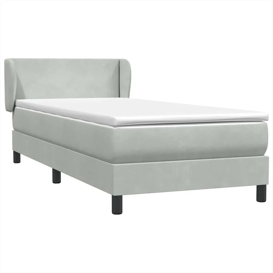 Sommier à lattes de lit et matelas gris clair 100x210cm velours - 2