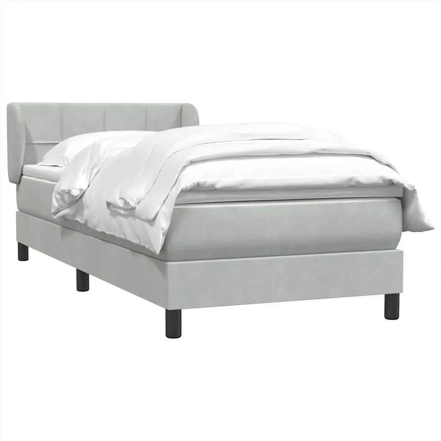 Sommier à lattes de lit et matelas gris clair 100x210cm velours - 3