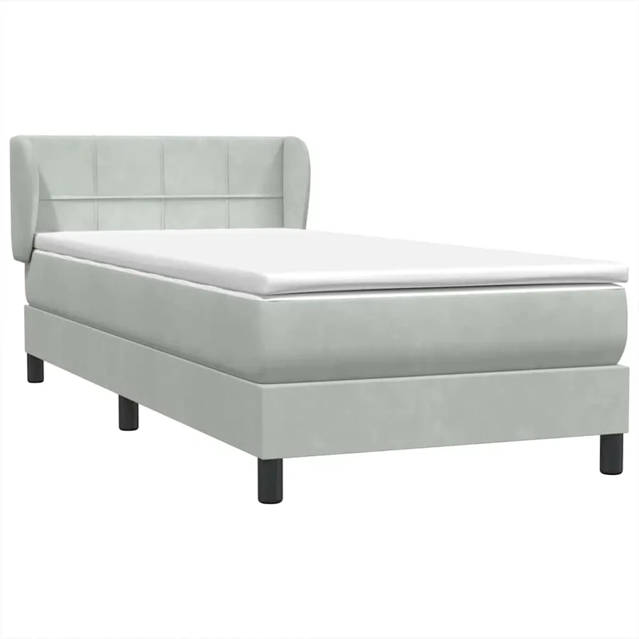 Sommier à lattes de lit et matelas gris clair 100x210cm velours - 4